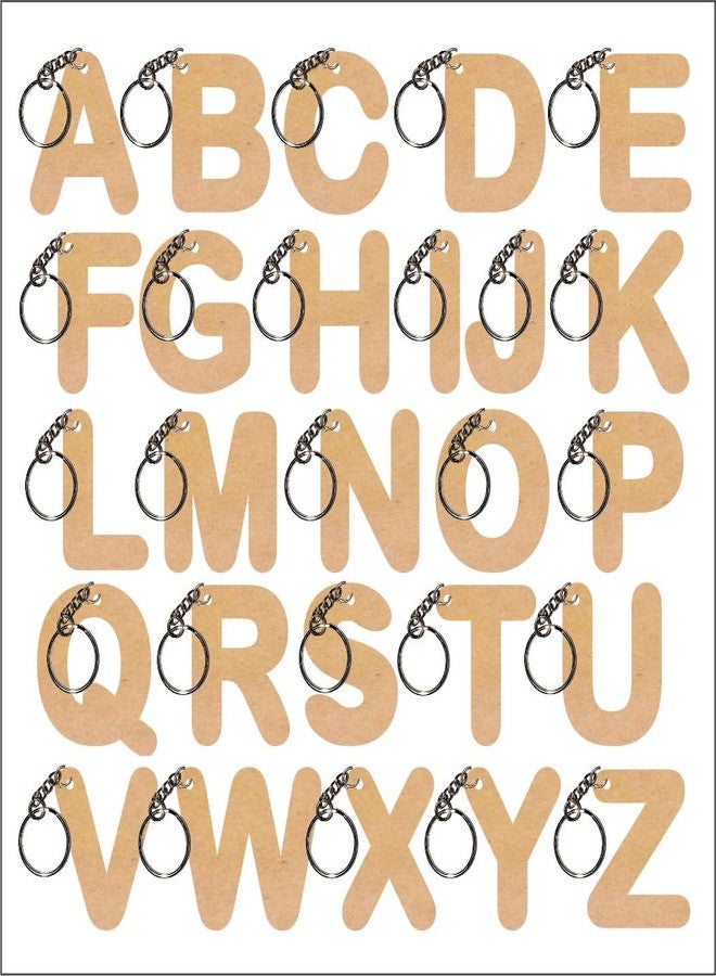 PICRAZEE سلاسل مفاتيح من خشب MDF سادة من PICRAZEE، مصنوعة يدويًا، بأحرف الأبجدية الإنجليزية، مناسبة للأعمال الفنية والحرفية، (26 قطعة) (أحرف أبجدية) - Image 4